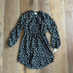 Maison Jules floral dress, black with white flowers, small, polyester